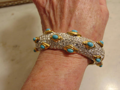 Kenneth Jay Lane Faux Turquoise Crystal Bracelet