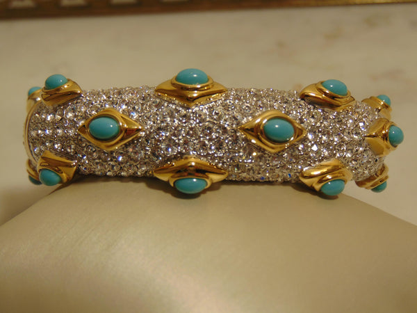 Kenneth Jay Lane Faux Turquoise Crystal Bracelet