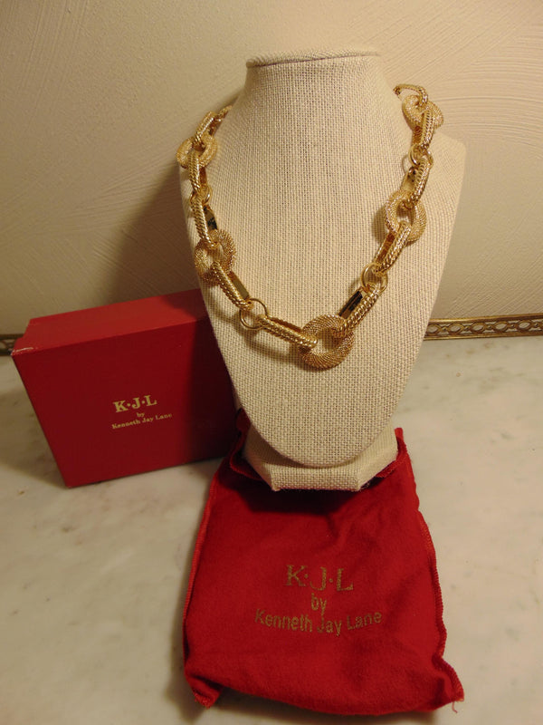 Kenneth Jay Lane Gold Chain Link And Circle Necklace
