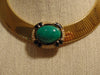 Signed Ciner Wide Omega Chain  Choker Green Center Stone Bordered With Crystals