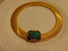 Signed Ciner Wide Omega Chain  Choker Green Center Stone Bordered With Crystals