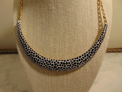 Kenneth Jay Lane Animal Print Black And White Enameled Gold Tone Chain Choker