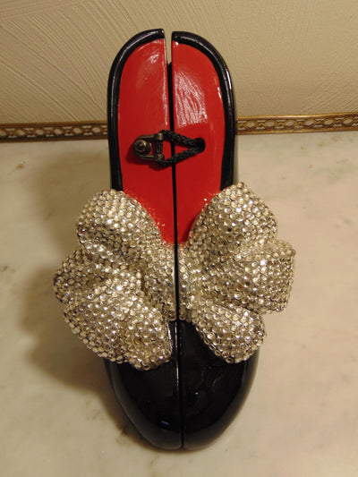 Timmy Woods Black High Heel Purse With A Crystal Bow