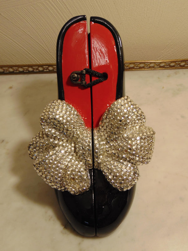 Timmy Woods Black High Heel Purse With A Crystal Bow