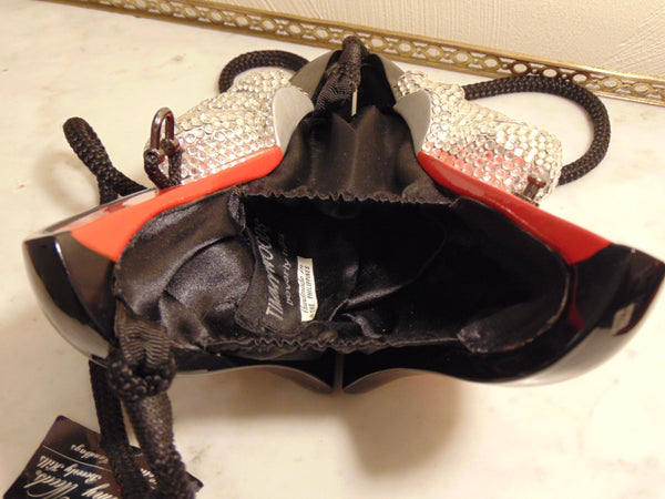 Timmy Woods Black High Heel Purse With A Crystal Bow